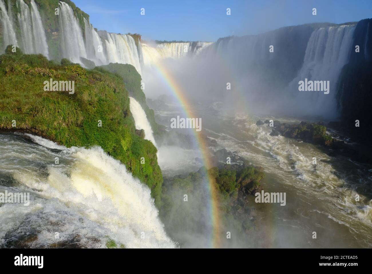 Brazil Foz do Iguacu - Iguazu Waterfall - Las Cataratas del Iguazu with rainbows Stock Photo