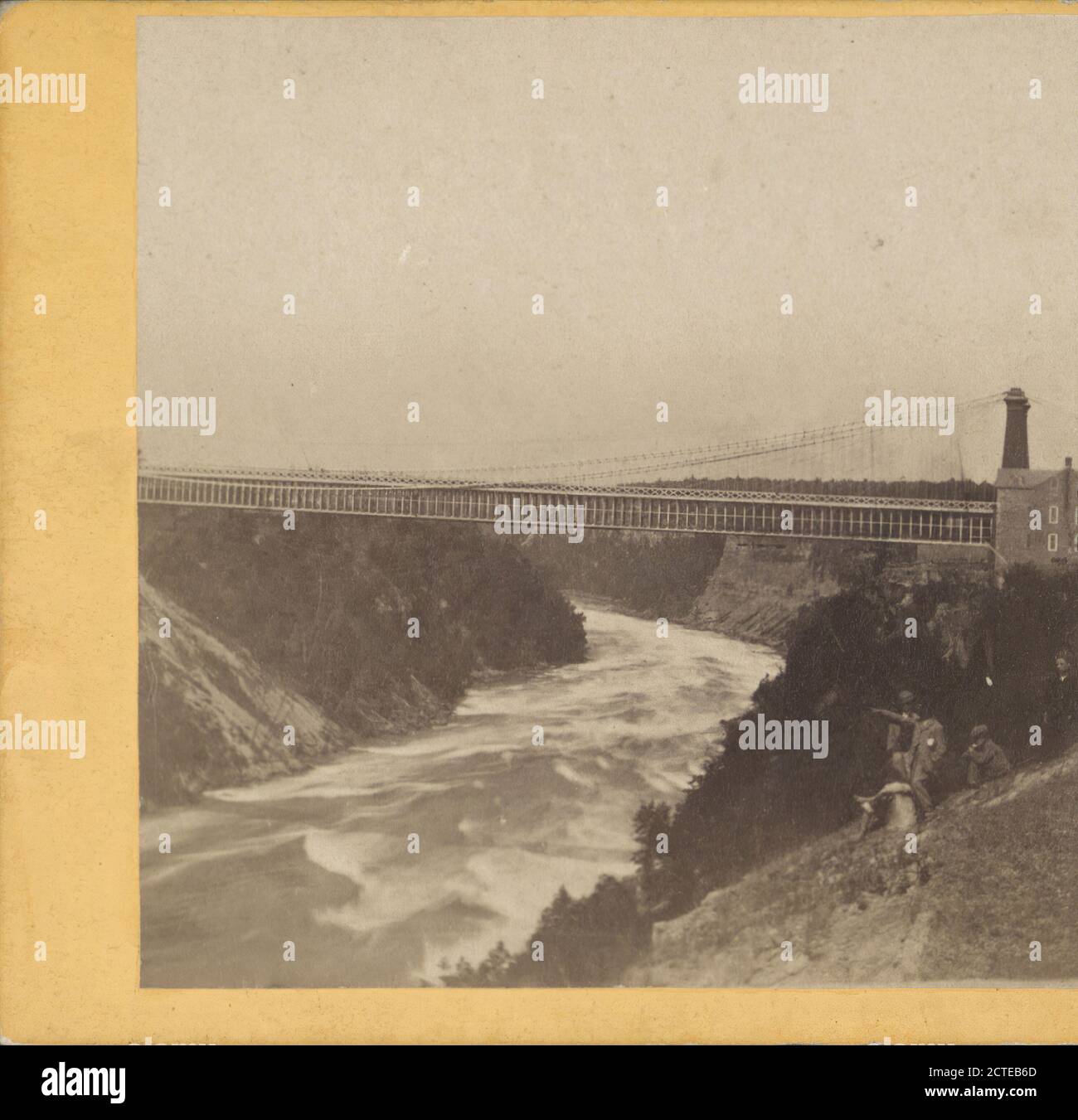 Niagara Falls, Suspension Bridge and rapids., 1865, New York (State