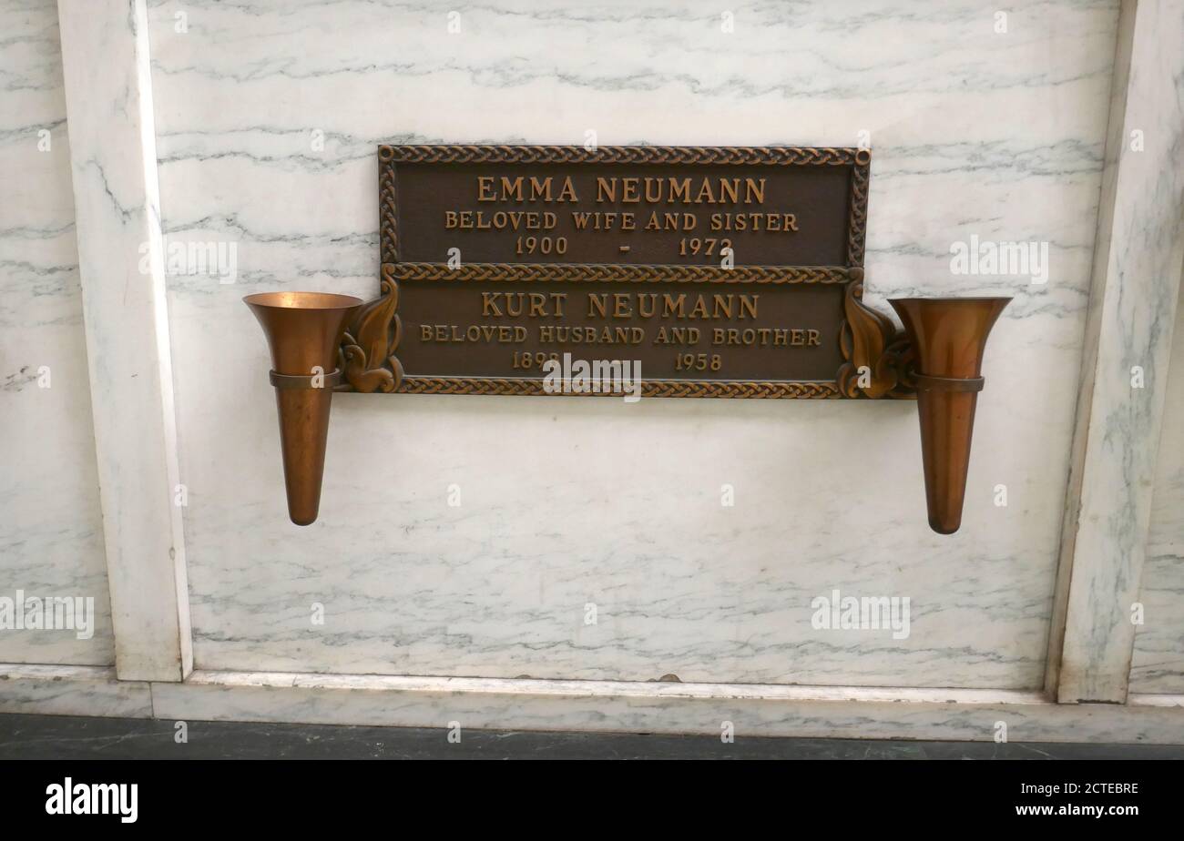 Los Angeles, California, USA 21st September 2020 A general view of atmosphere of Director Kurt Neumann's Grave in Mausoleum at Home of Peace Memorial Park and Mortuary on September 21, 2020 in Los Angeles, California, USA. Photo by Barry King/Alamy Stock Photo Stock Photo