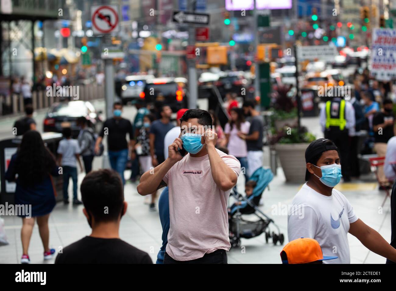 Washington, USA. 13th Sep, 2020. People walk in Times Square during the COVID-19 pandemic in New York, the United States, Sept. 13, 2020. Credit: Michael Nagle/Xinhua/Alamy Live News Stock Photo