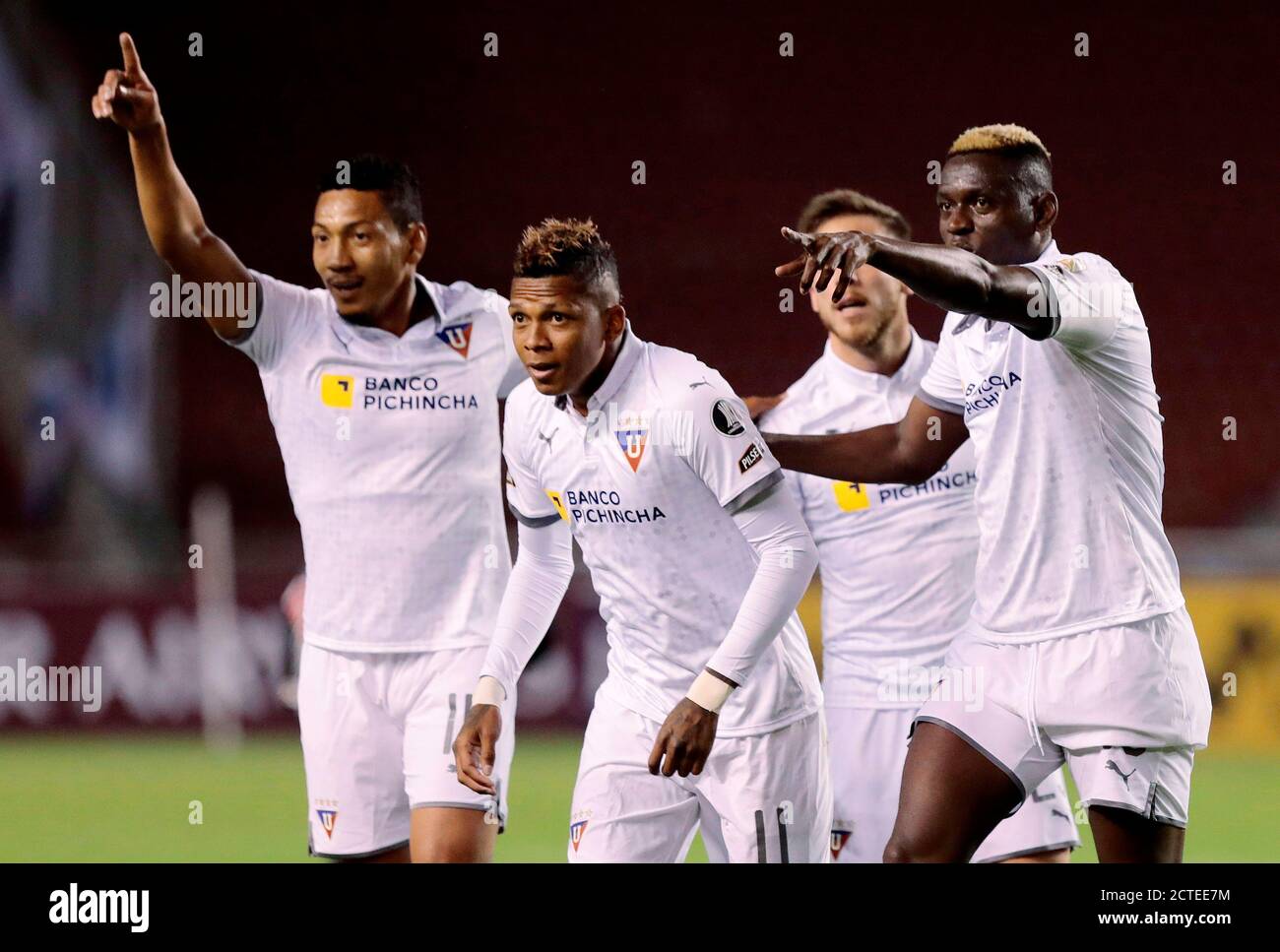 Soccer Football Copa Libertadores Liga De Quito V Sao Paulo Estadio Ldu Quito Ecuador September 22 2020 Liga De Quito S Billy Arce Celebrates Scoring Their Fourth Goal With