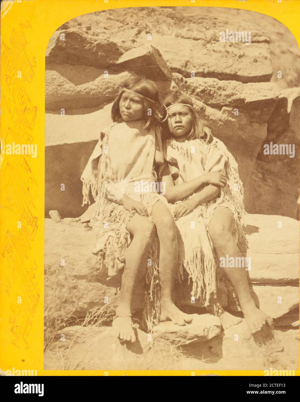 Kai-vav-its, a tribe of Pai Utes living on the Kai-bab Plateau near the Grand Cañon of the Colorado in Northern Arizona : Won-si-vu and Ku-ra-tu., Powell, John Wesley (1834-1902), Hillers, John K. (1843-1925), 1871, Colorado River (Colo.-Mexico), United States Stock Photo
