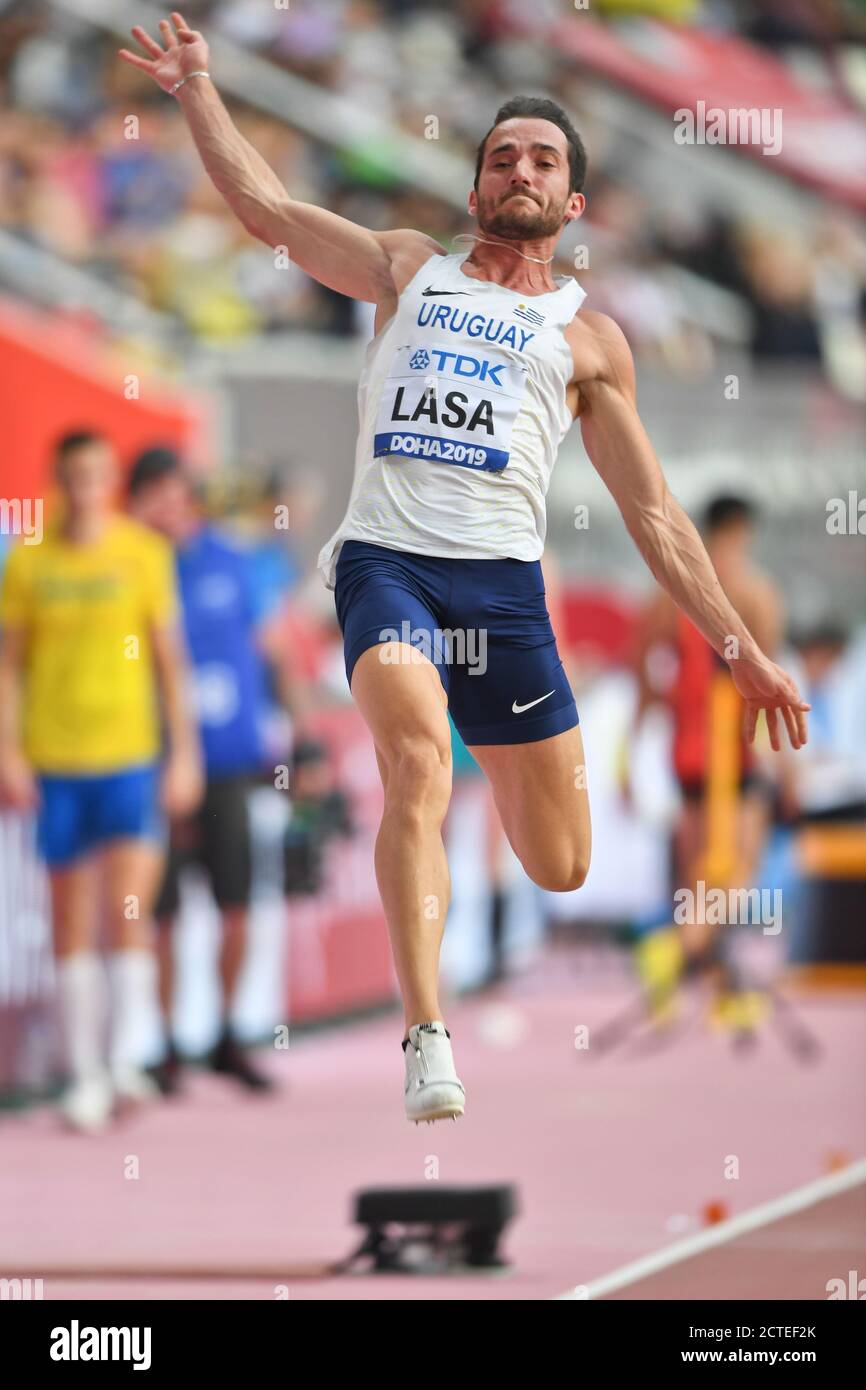 Emiliano Lasa (Uruguay). Long Jump Men. IAAF World Athletics Championships,  Doha 2019 Stock Photo - Alamy