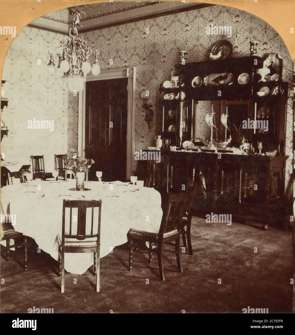 The President's private dining room (White House), Washington, D.C., U.S.A., Keystone View Company, White House (Washington, D.C.), 1898, Washington (D.C Stock Photo