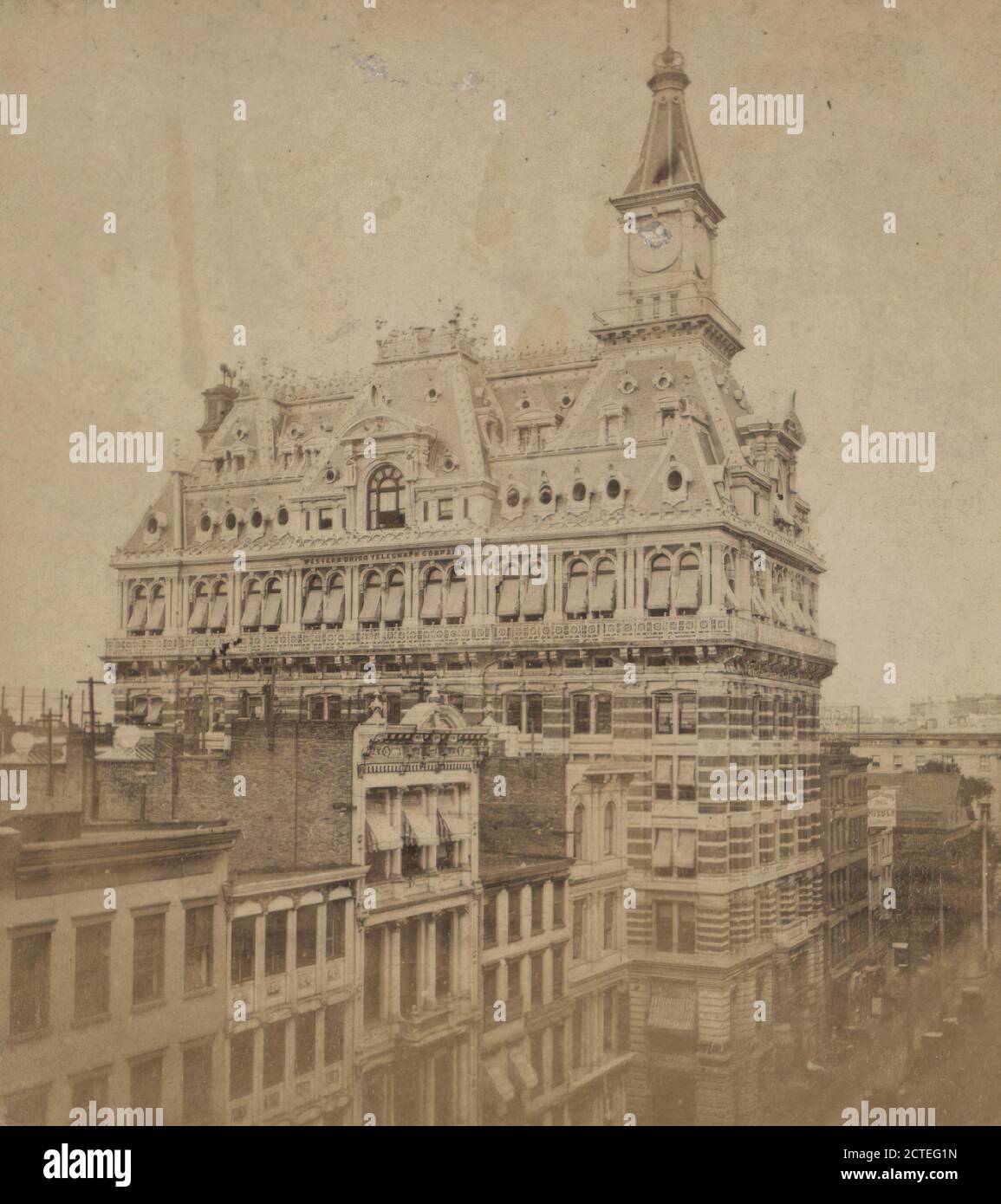 Panorama do Western Union Telegraph Office, em Nova York, c.1890s