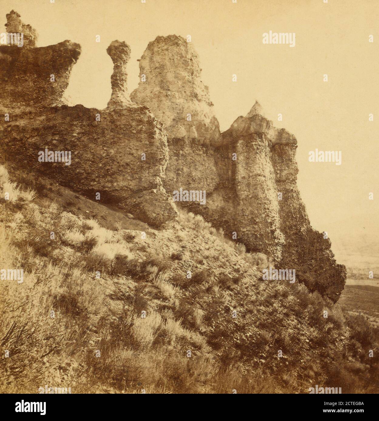 Witch Rocks, (conglomerate), near Echo, Utah, U.P.R.R., Watkins, Carleton E. (1829-1916), Central Pacific Railroad Company Stock Photo