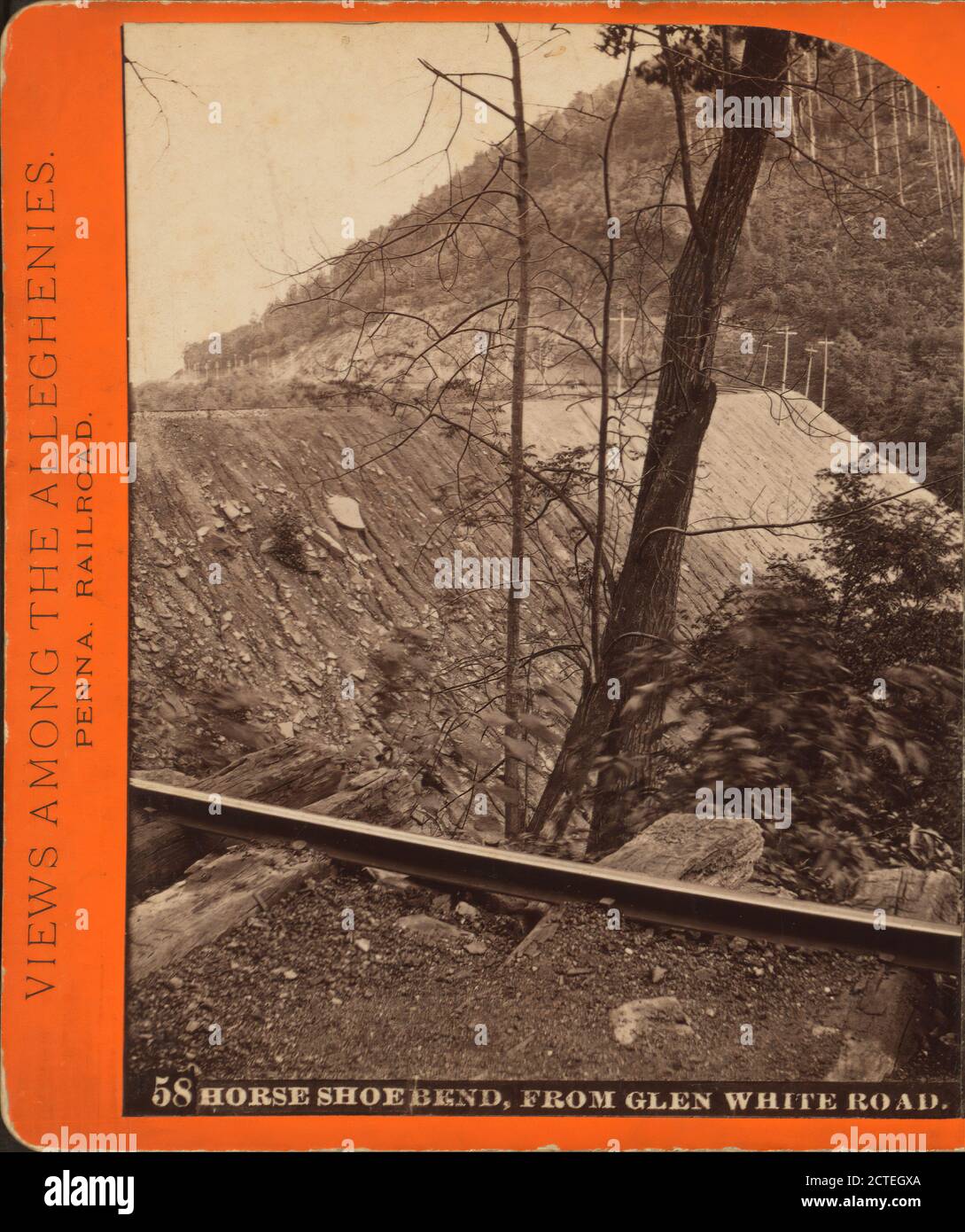 Horse Shoe Bend, from Glen White Road., Bonine, R. A., Pennsylvania Railroad, Pennsylvania