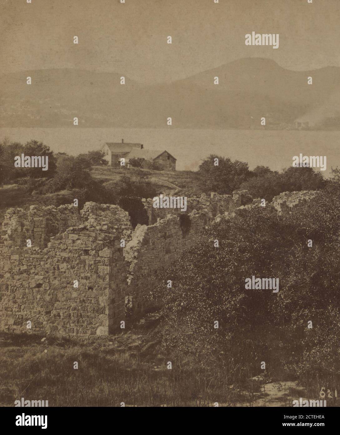 Port Henry, from the ruins, showing furnace., New York (State), Champlain, Lake Stock Photo