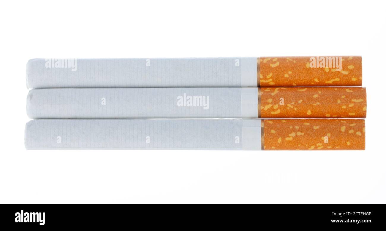 Bunch of unlit cigarettes isolated on white Stock Photo Alamy