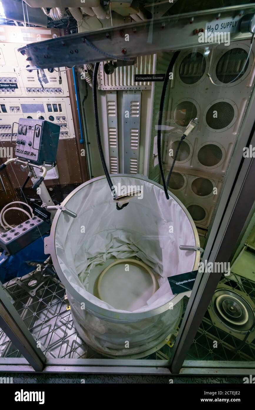 Collapsible shower for use in space missions Stock Photo