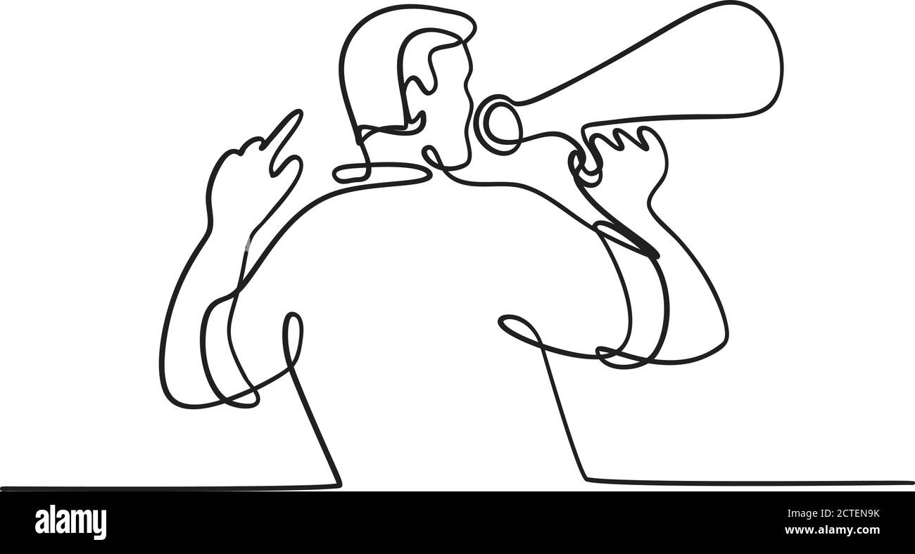 Continuous line drawing illustration of a male activist or protester ...