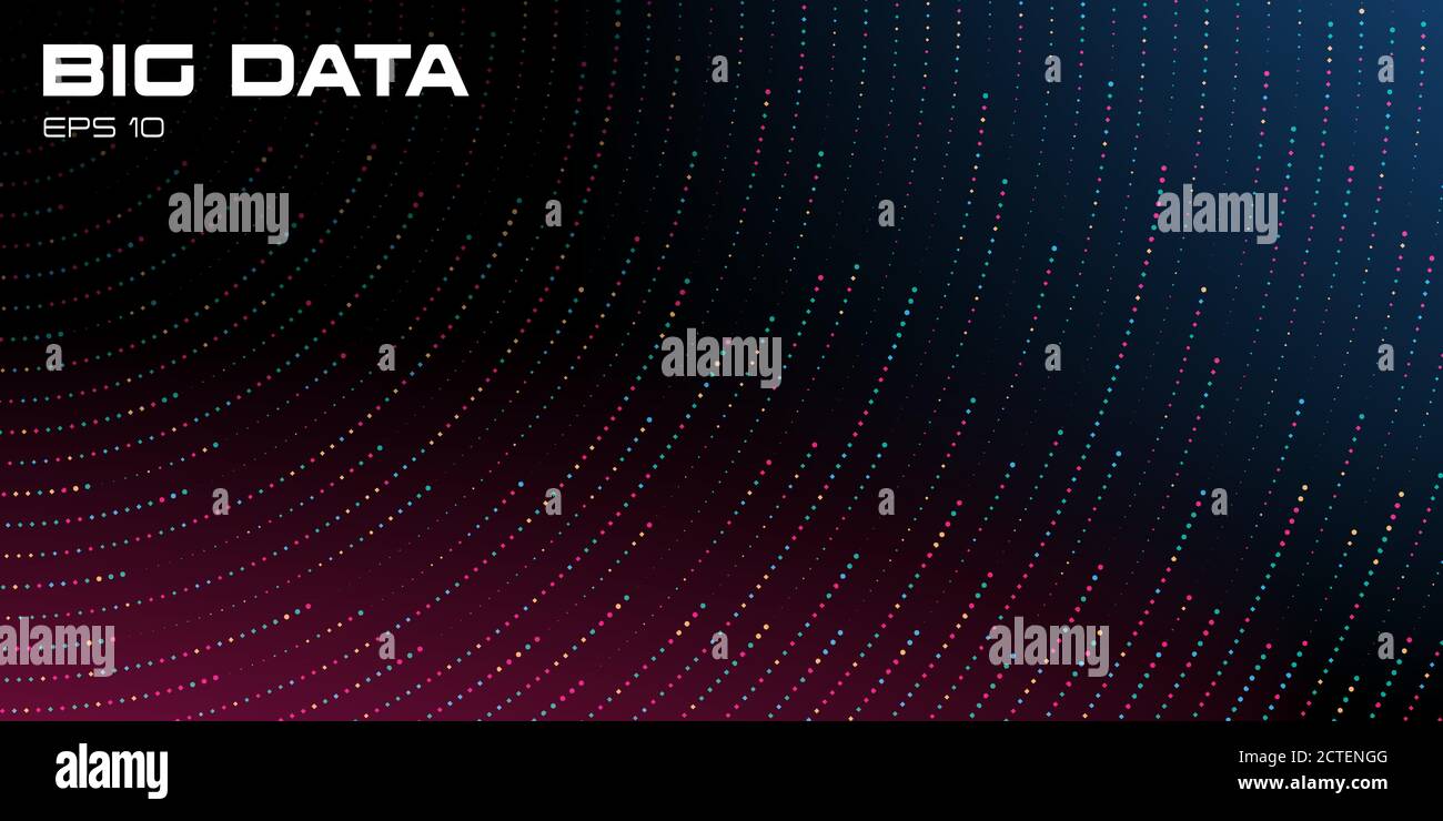 Big data visualization. Dynamic radial path multicolored points ...