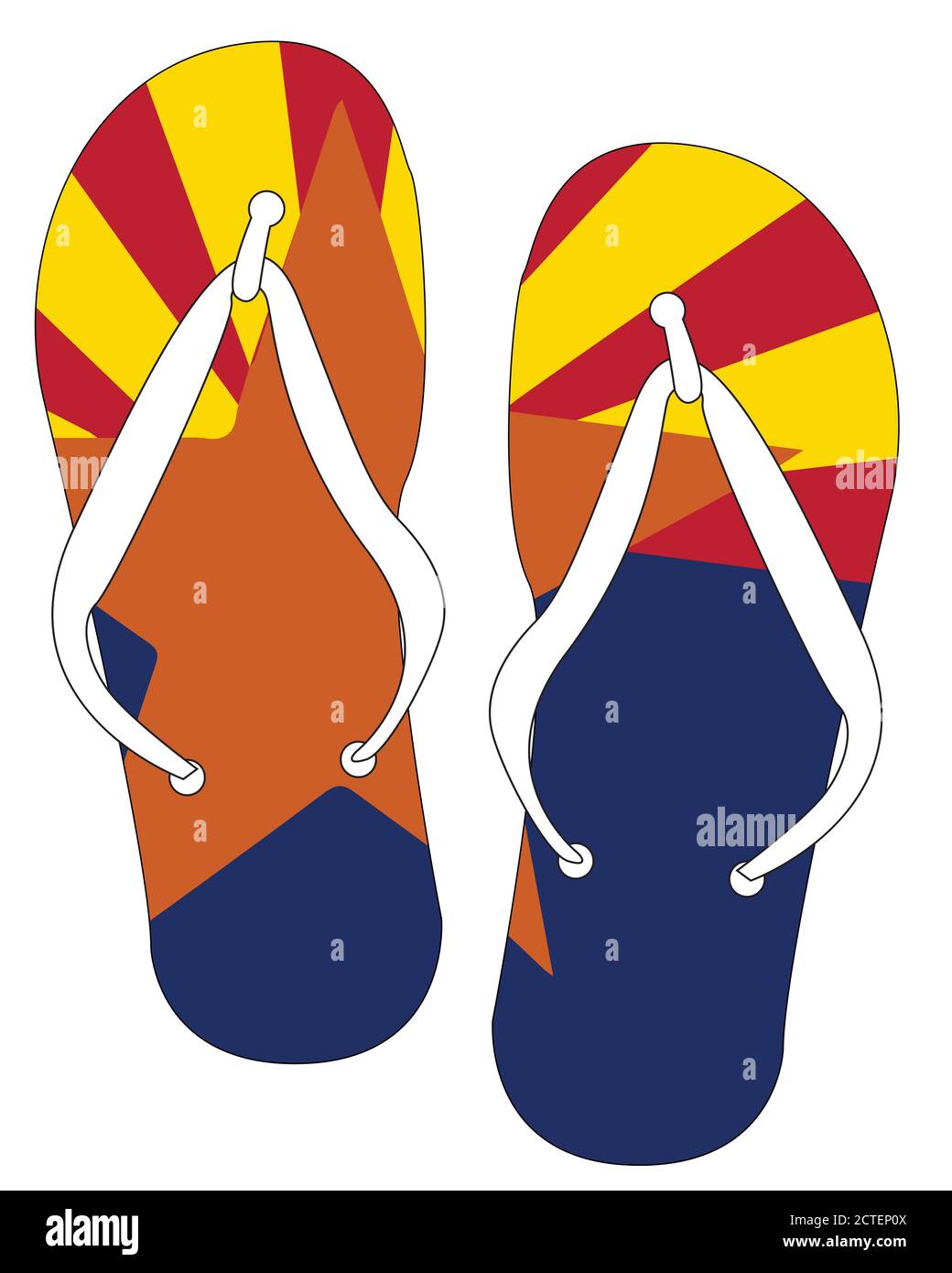 Arizona State Flag flip flop shoe silhouette on a white background