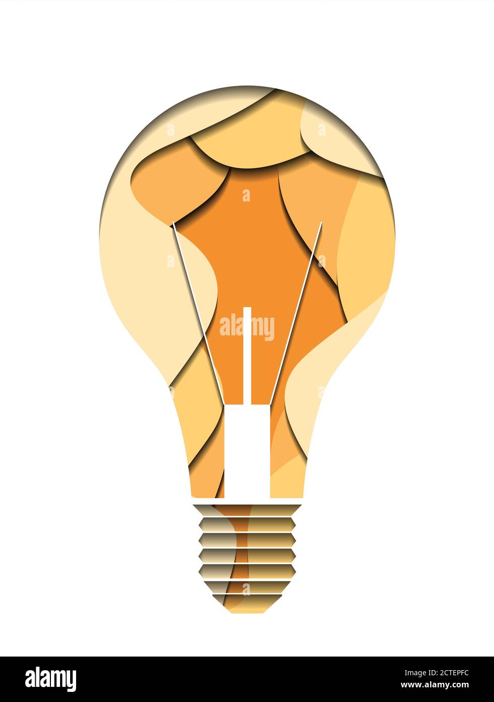 3d Illustration of a light bulb cut from paper. Multi level illustration. Vector element for your creativity Stock Vector