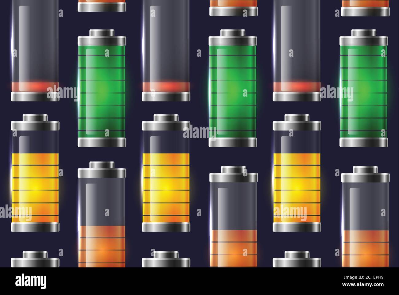 Seamless texture with various types of transparent batteries charge ...