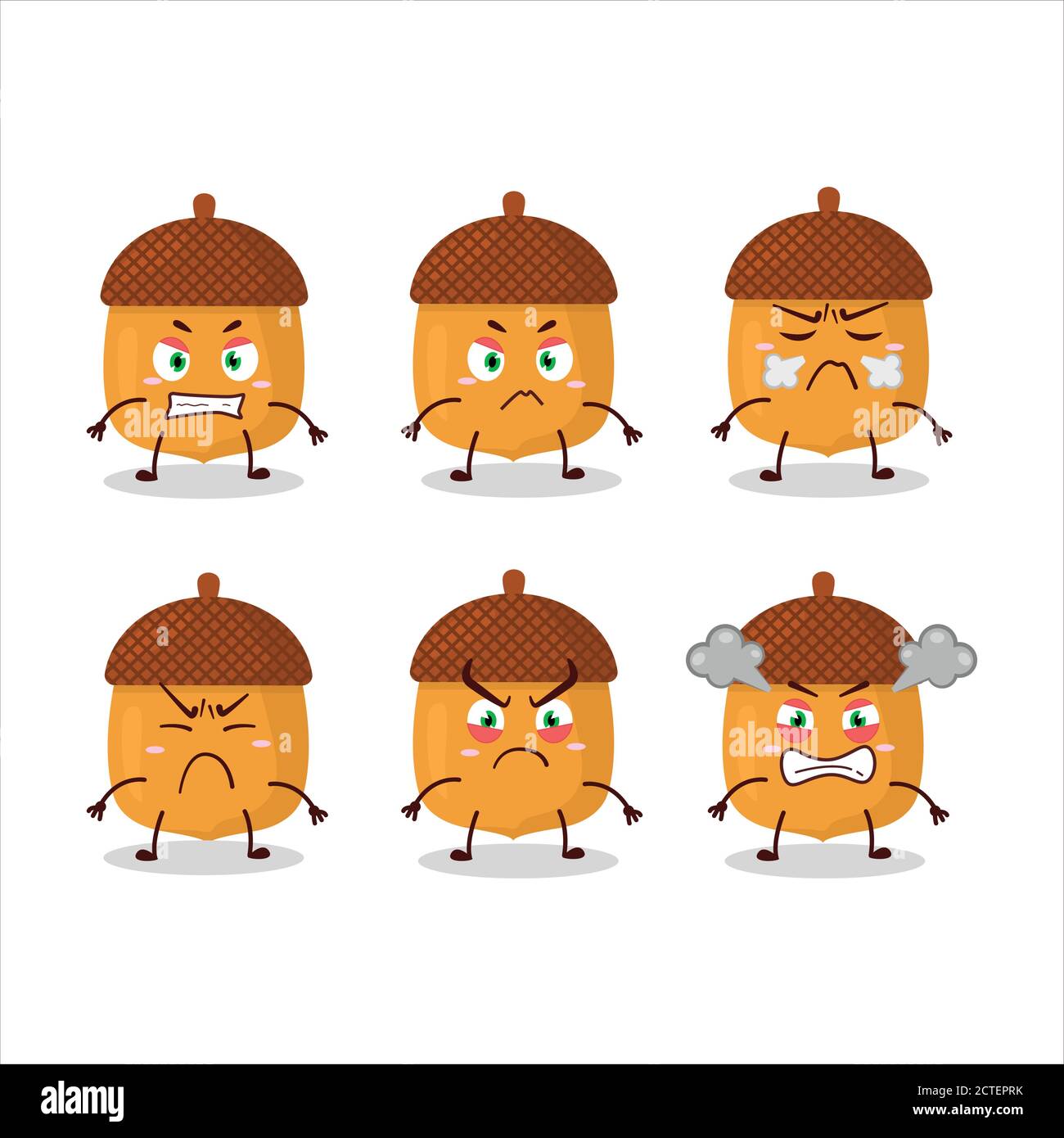 Walnuts cartoon character with various angry expressions Stock Vector ...