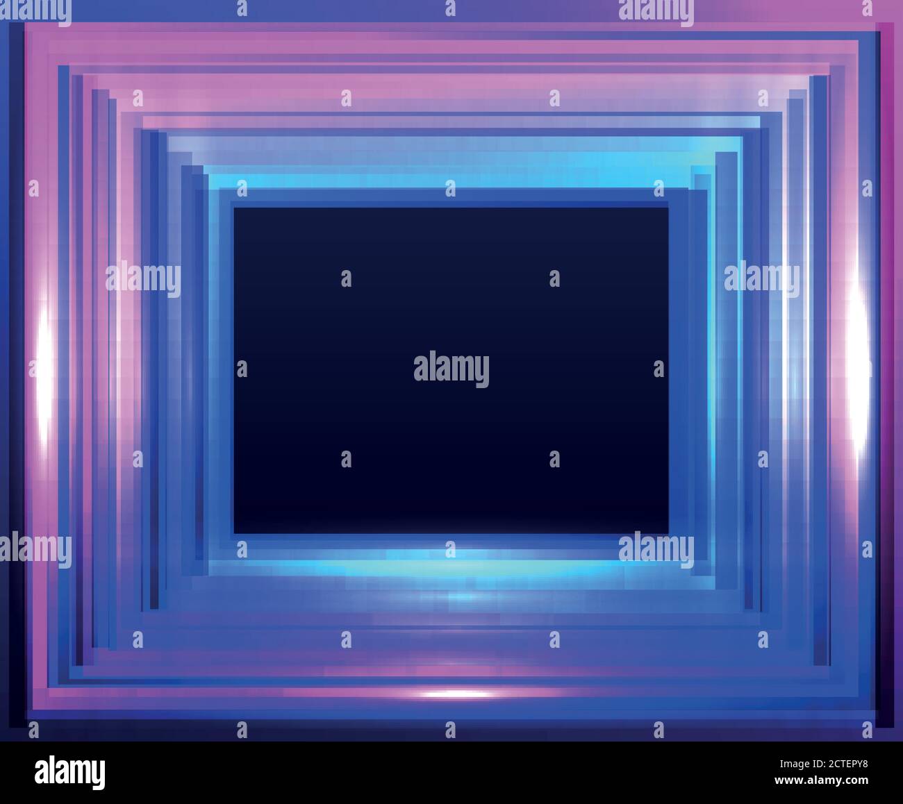 Abstract frame with neon squares on black background. Vector ...