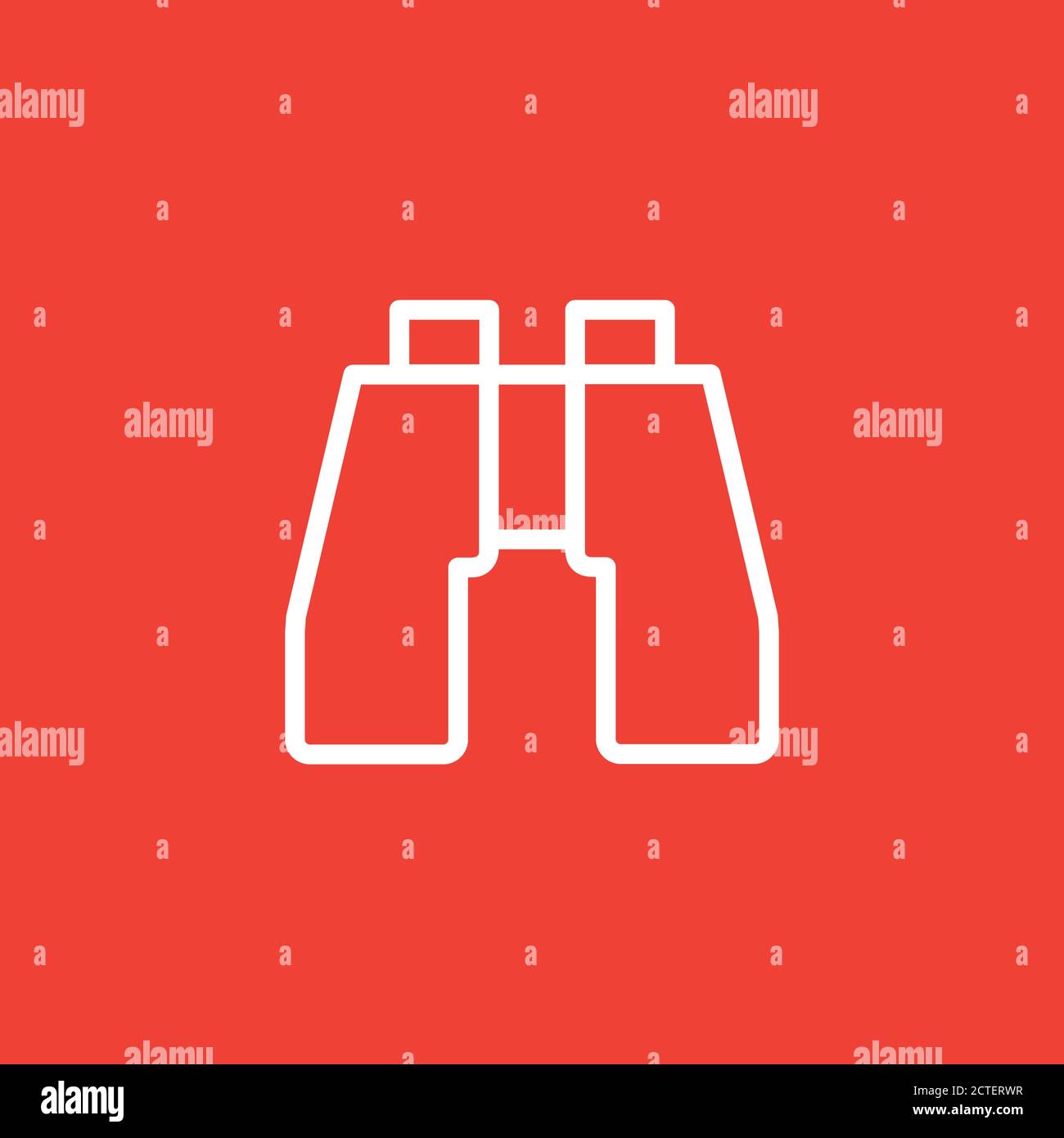 Binocular Line Icon On Red Background. Red Flat Style Vector Illustration. Stock Vector