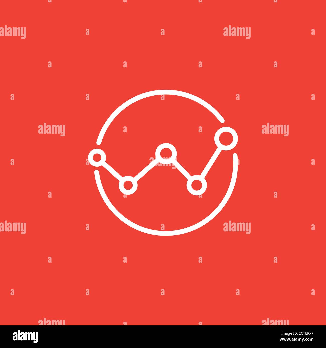 Analytics Line Red Icon On White Background. Red Flat Style Vector ...