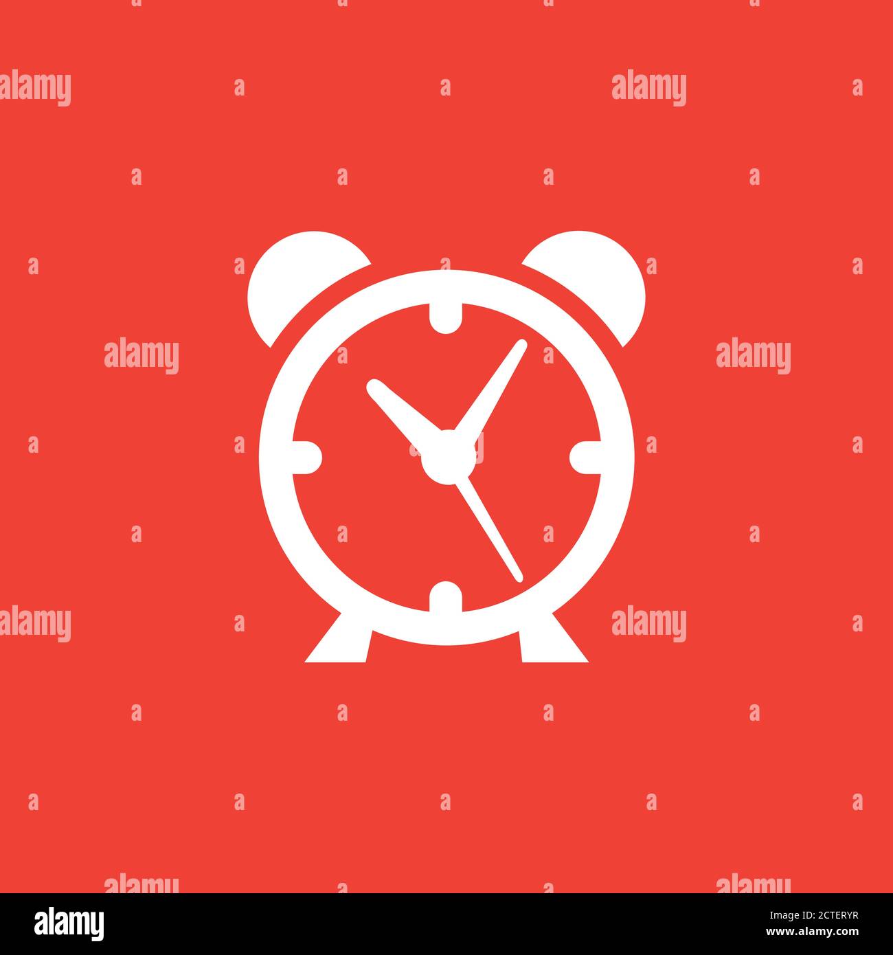 Alarm Clock Red Icon On White Background. Red Flat Style Vector
