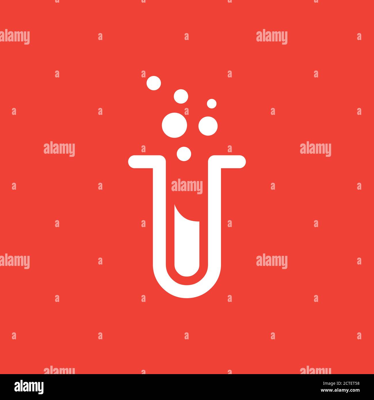 Test Tube Icon On Red Background. Red Flat Style Vector Illustration ...