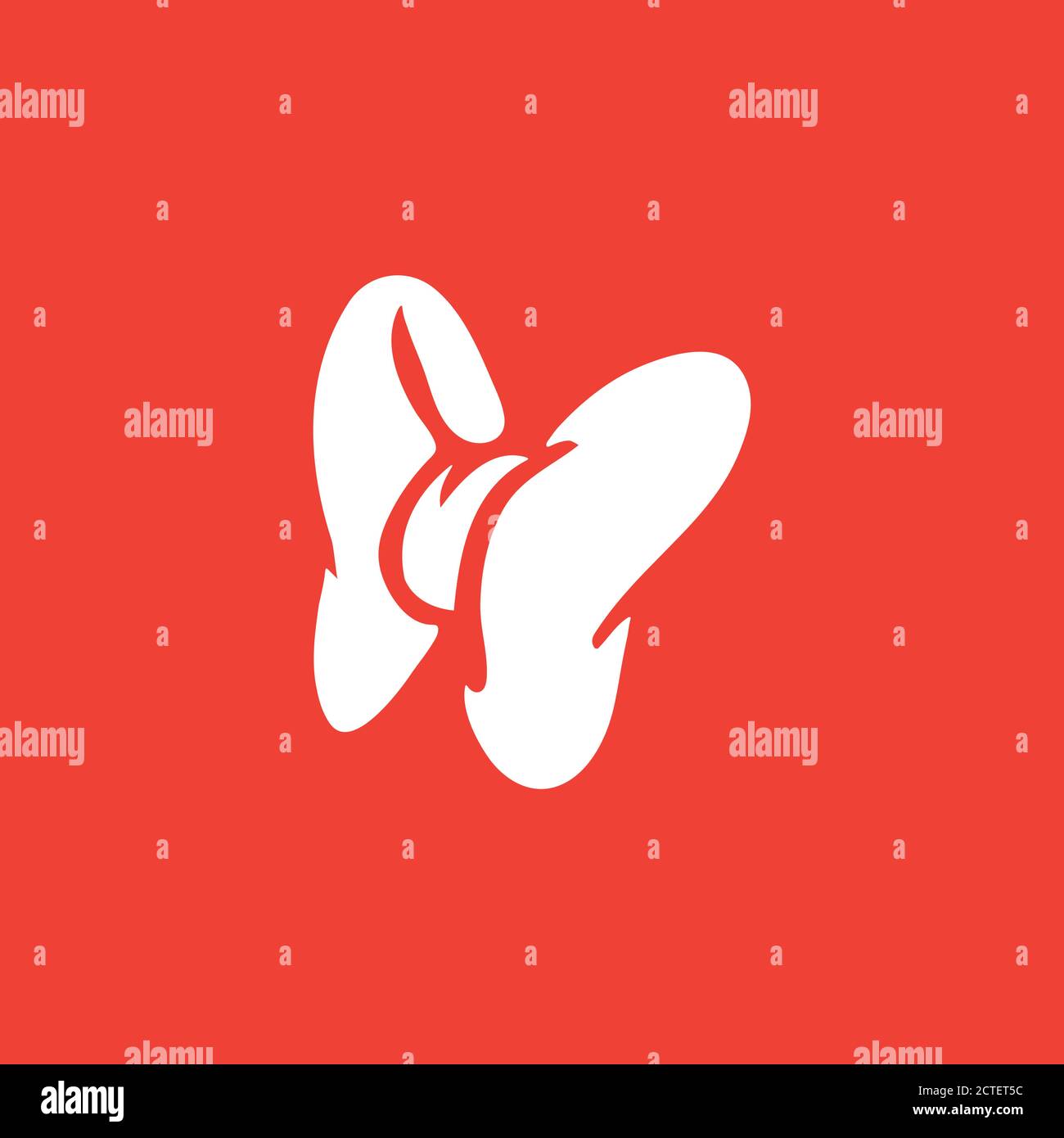 Bow Icon On Red Background. Red Flat Style Vector Illustration. Stock Vector