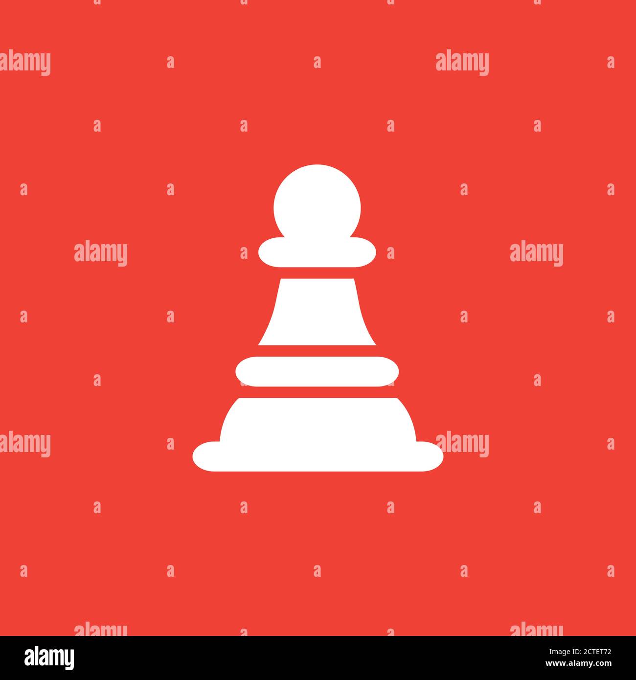 Chess Pawn Icon On Red Background. Red Flat Style Vector Illustration. Stock Vector