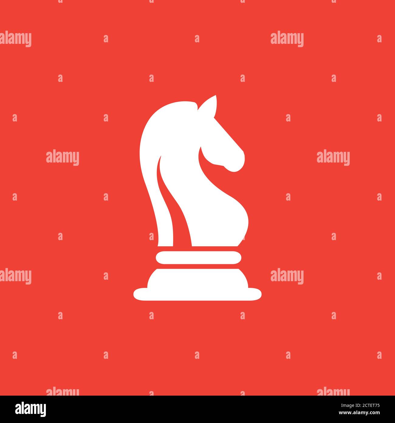 Chess Knight Icon On Red Background. Red Flat Style Vector Illustration. Stock Vector