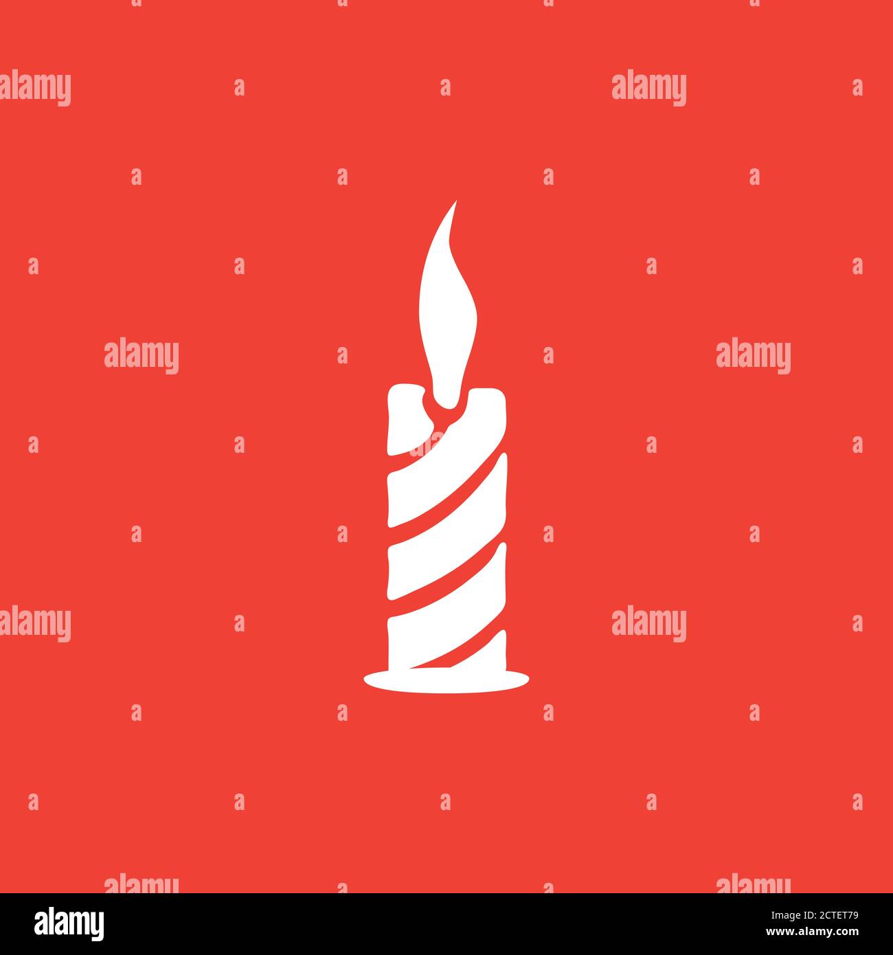 Candle Icon On Red Background. Red Flat Style Vector Illustration Stock ...