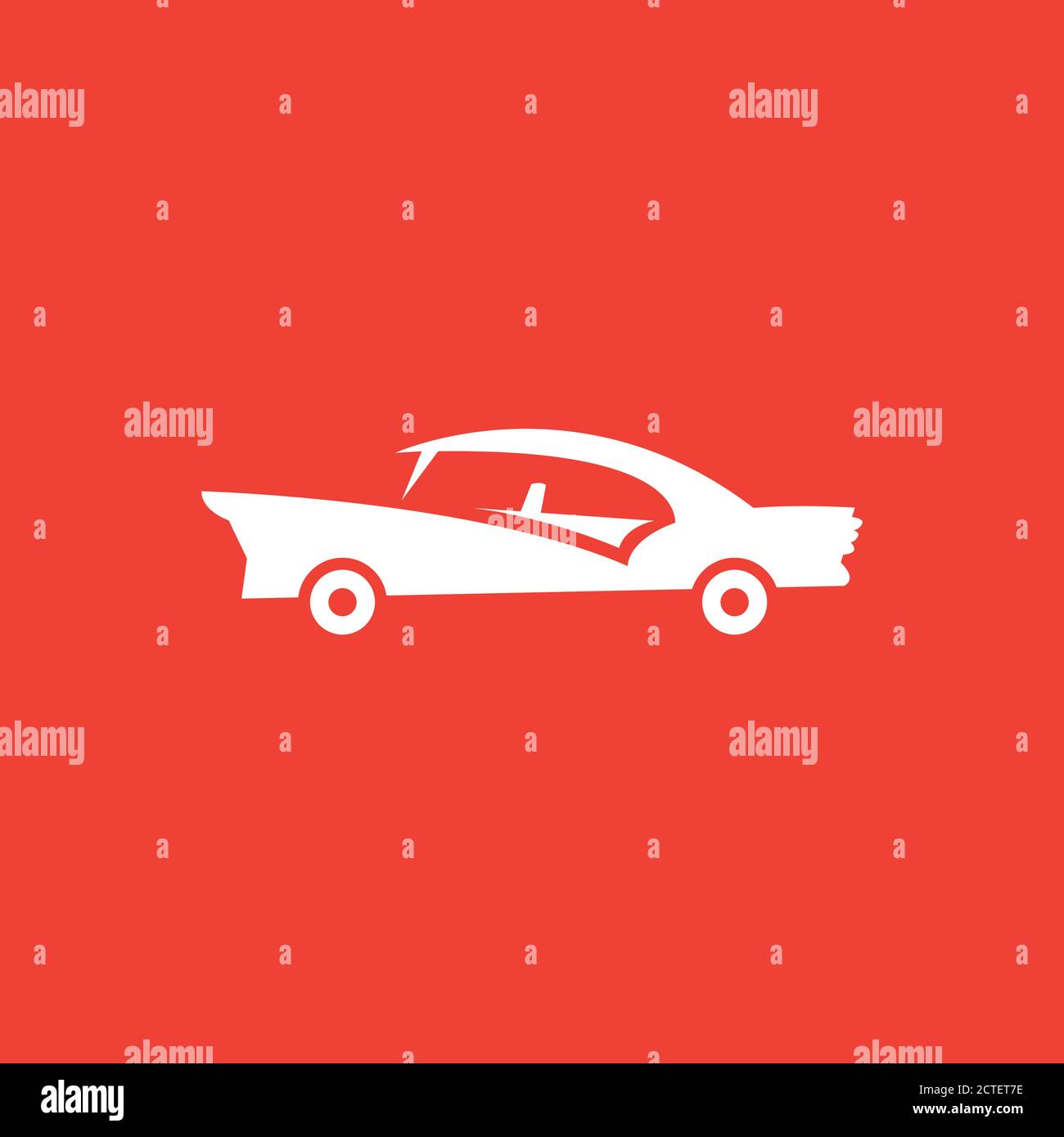 Car Icon On Red Background. Red Flat Style Vector Illustration Stock ...