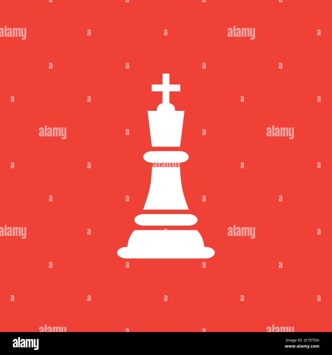 Chess King Icon On Red Background. Red Flat Style Vector Illustration. Stock Vector