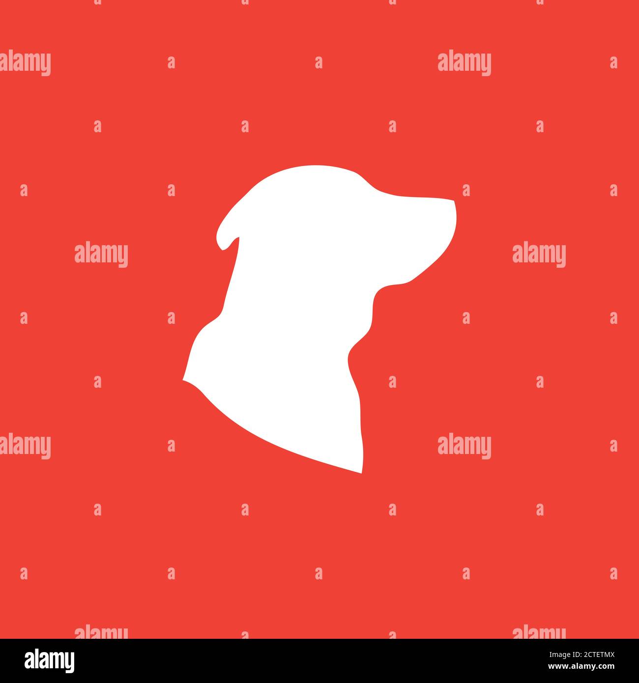 Dog Icon On Red Background. Red Flat Style Vector Illustration. Stock Vector