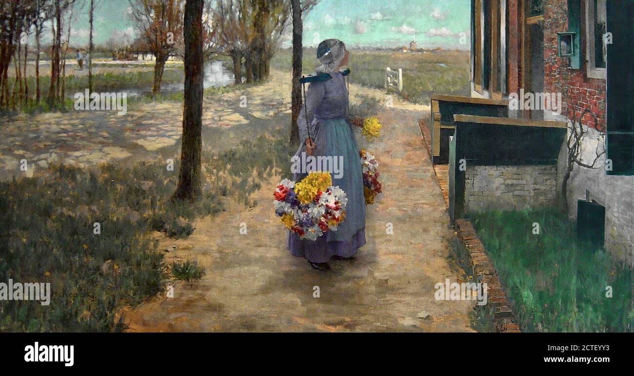 Hitchcock Flower Girl in Holland Dutch School 19th Century