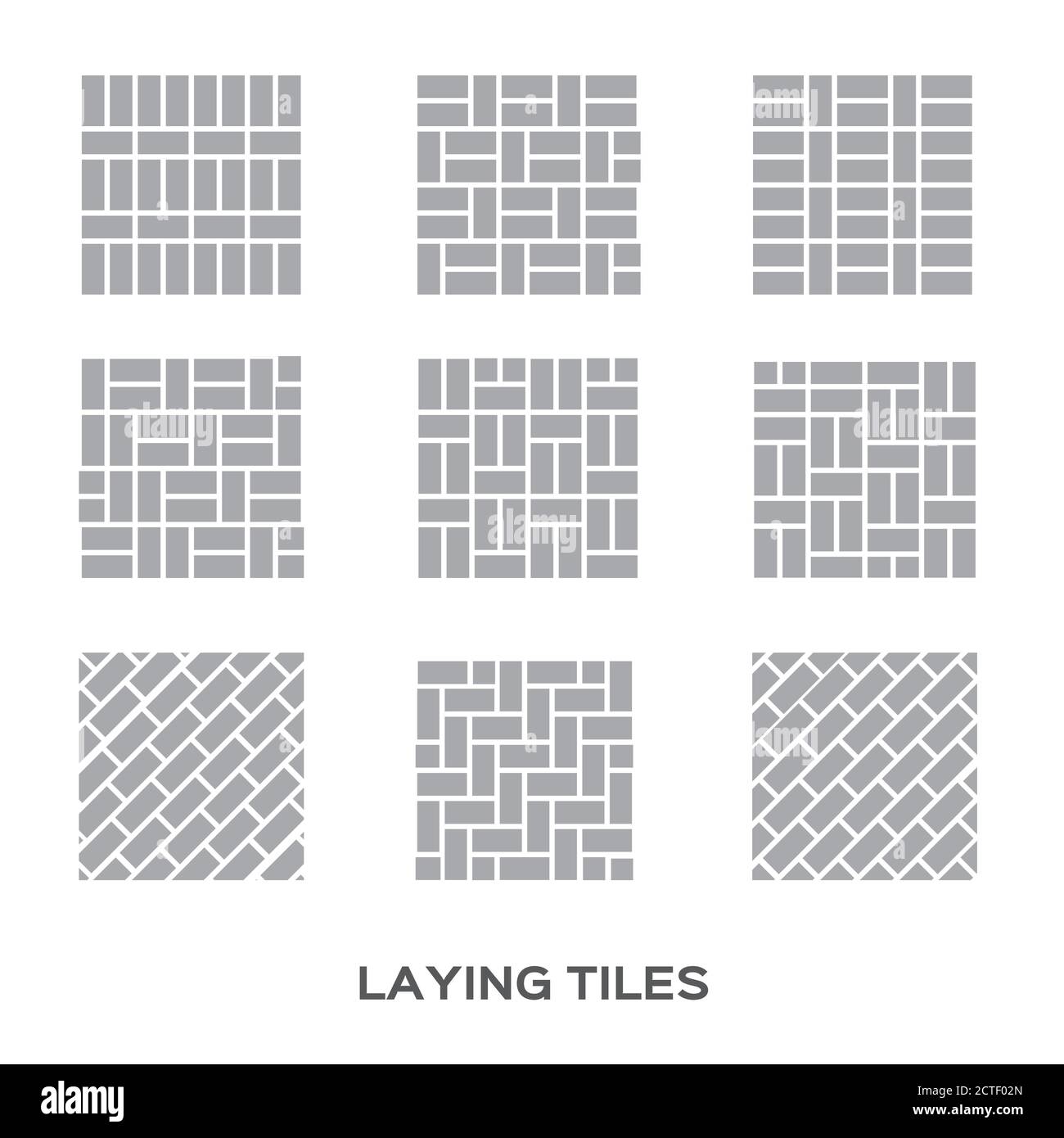 Laying tile for interior design . Ceramic tiles. Bricks. 9 different