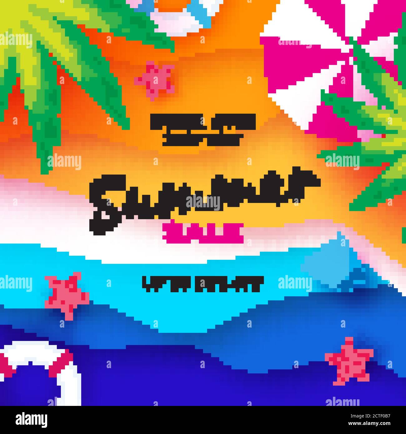 Summer Sale Template banner. Beach rest. Summer vacantion poster. Top view on colorful beach elements. Space for text. Paper art style. Vector Stock Vector