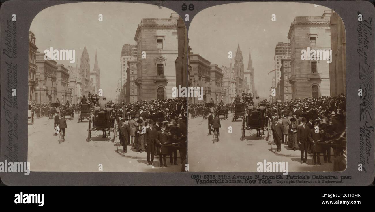 Fifth Avenue North from St. Patrick's Cathedral past Vanderbuilt homes, New York., 1900, New York (State), New York (N.Y.), New York, Fifth Avenue (New York, N.Y.), Manhattan (New York, N.Y Stock Photo