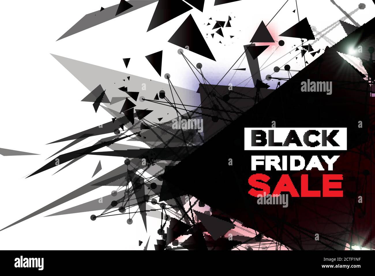 Black Friday Sale. Realistic fiery explosion. Big Sale. Discount. Trendy Geometric elemets and frame in paper cut style. For brochure, flyer. Simple g Stock Vector