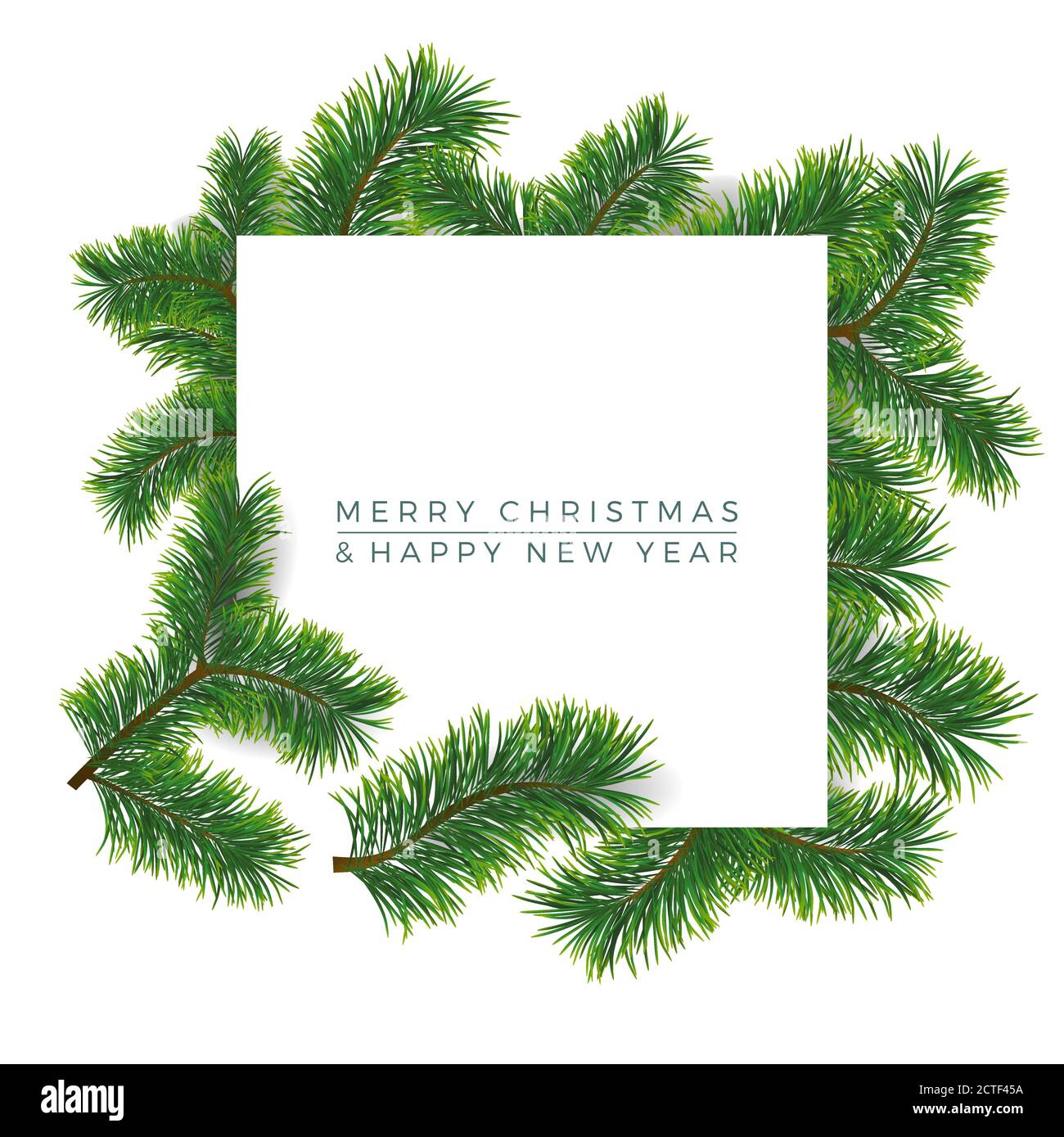 Christmas background with fir branches. Vector illustration with frame ...