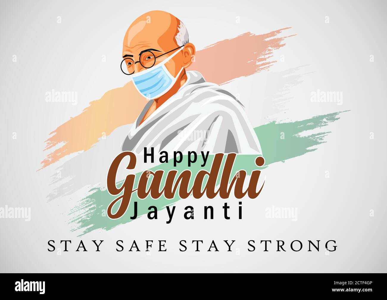 happy gandhi jayanti vector illustration. covid19, corona virus concept Stock Vector