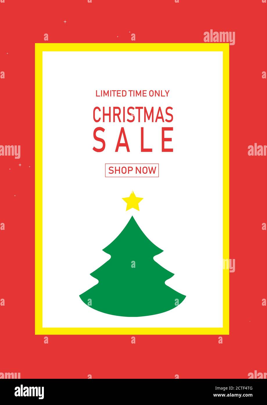 Christmas holiday sale on flat background. Limited time only. Template