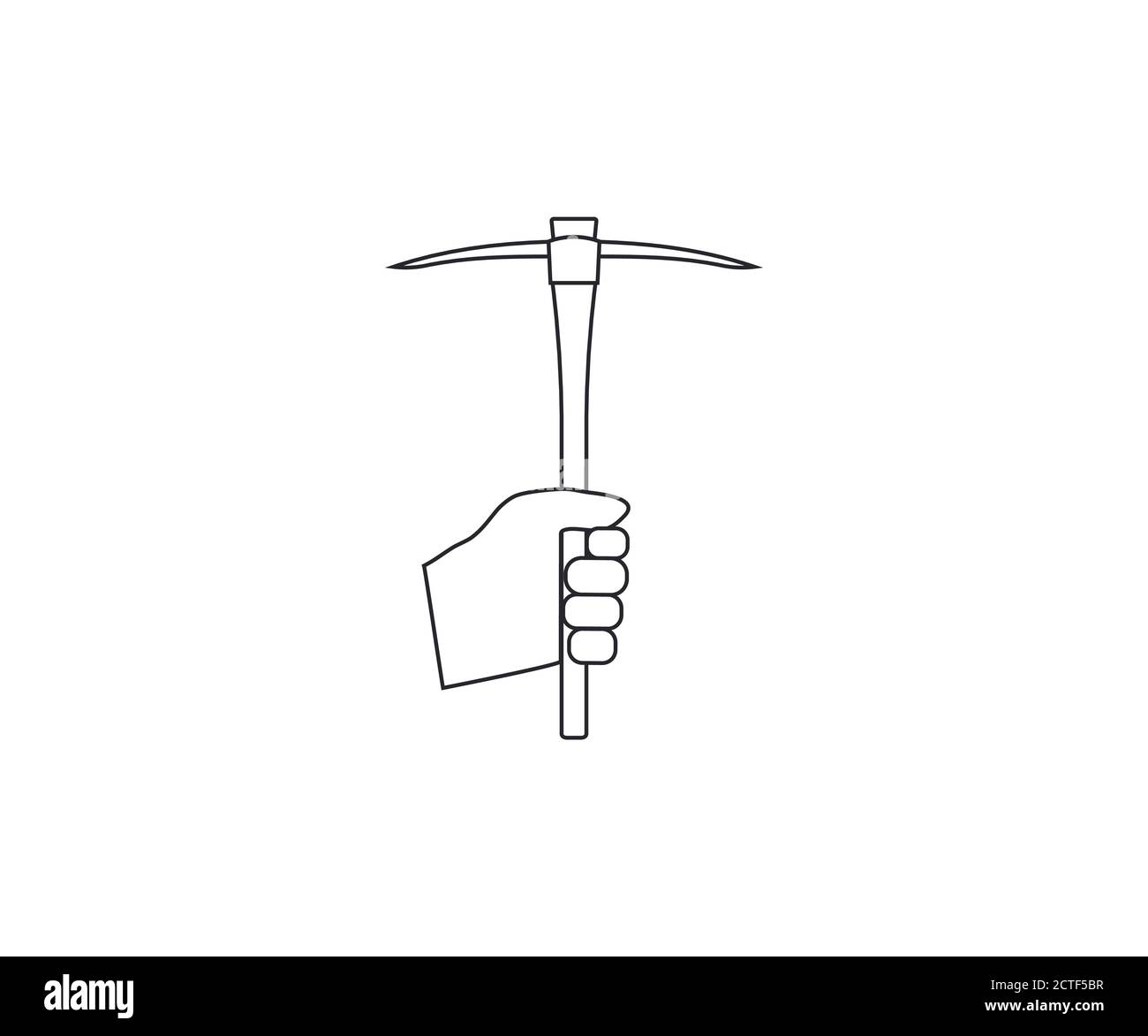 Hand holding pickaxe icon. Vector illustration, flat design Stock