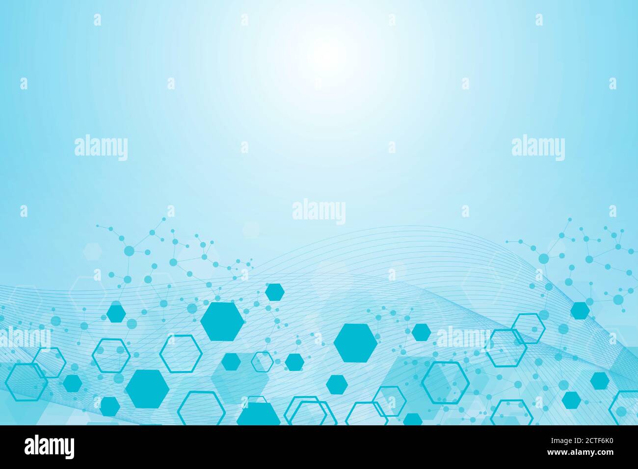 Science network pattern, connecting lines and dots. Technology hexagons ...