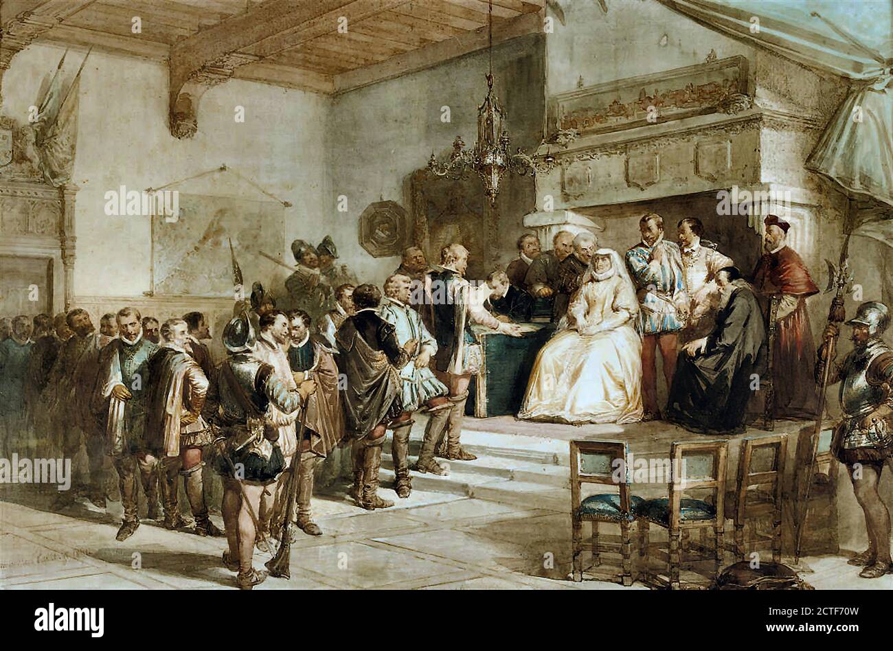 Kate Herman Ten - Margaret Duchess of Parma Receiving the Nobility - Dutch School - 19th  Century Stock Photo