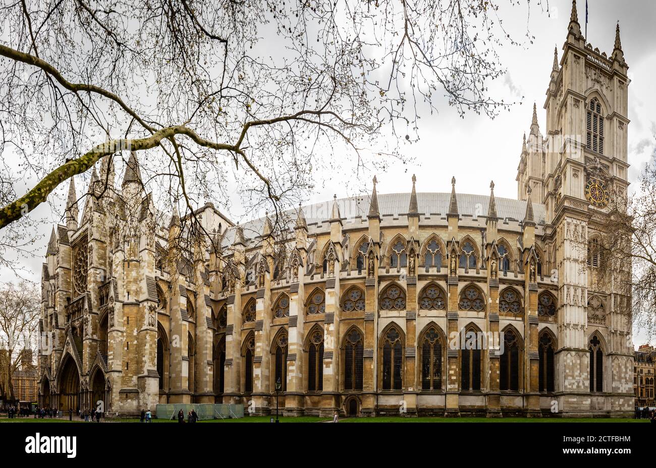 Closeup of Westminster Abbey in UK Stock Photo