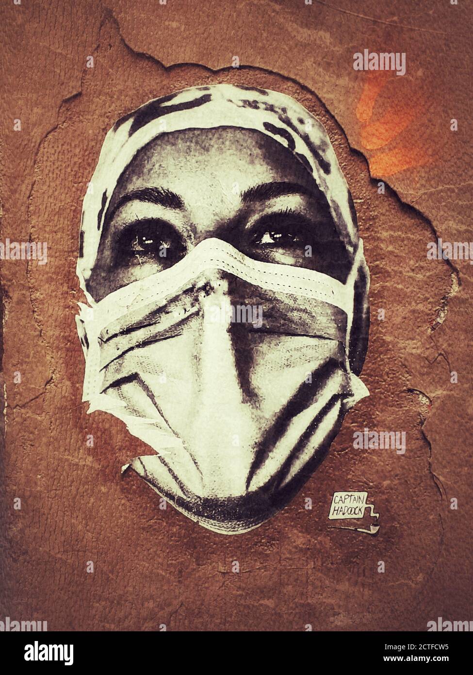 Face woman with mask, street art Stock Photo Alamy