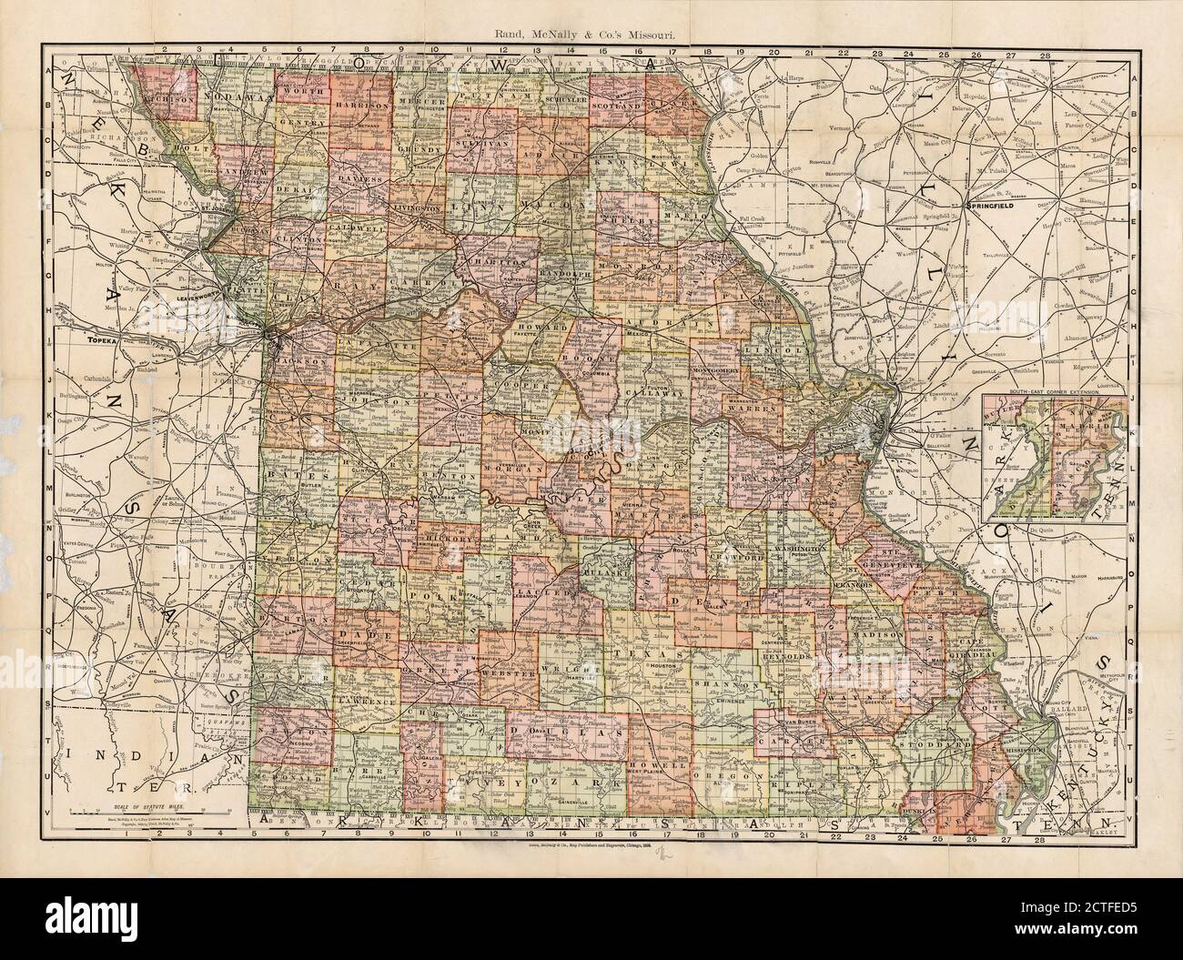 Rand, McNally & Co.'s Missouri, cartographic, Maps, 1892, Rand McNally and Company Stock Photo