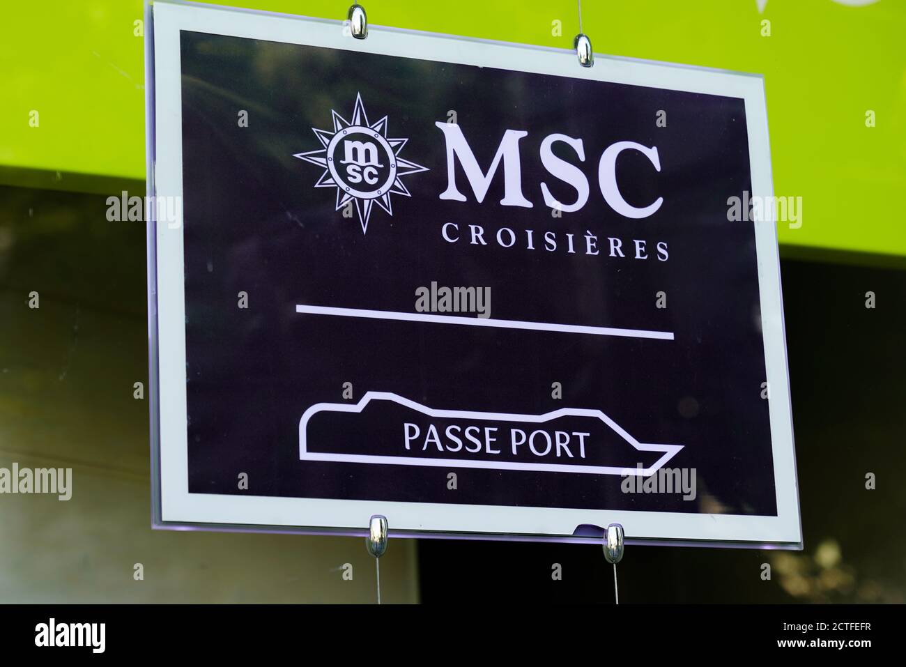 Bordeaux , Aquitaine / France - 09 20 2020 : Msc Croisieres text sign and logo on panel of travel agency Stock Photo
