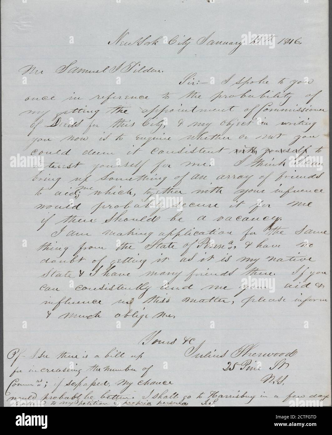 Sherwood, Julius, text, Correspondence, 1846 Stock Photo