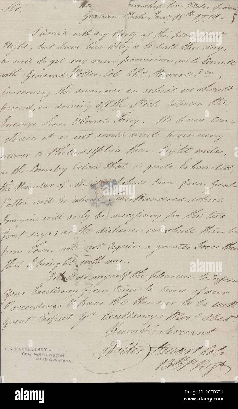 Letter To George Washington Text Documents 1778 Stewart Walter 