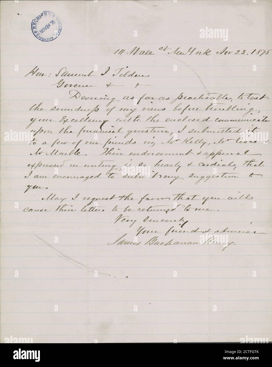Henry, James Buchanan, text, Correspondence, 1875 Stock Photo